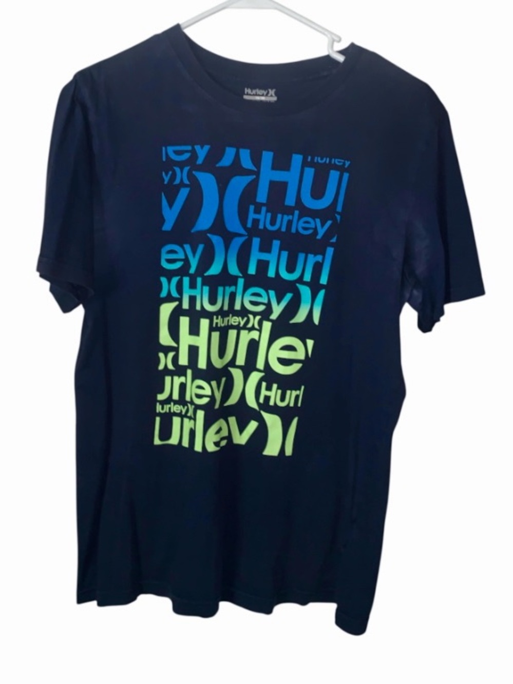 Hurley Navy Short-Sleeve Tee with Blue and Green Logo Block